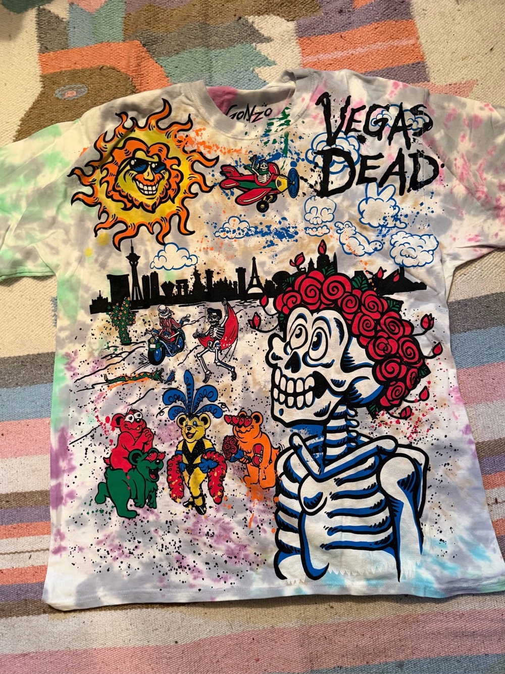 Vegas Dead and Co Gonzo 2025 Sphere Tye Dye Large Liquid Blue T Shirt Rare